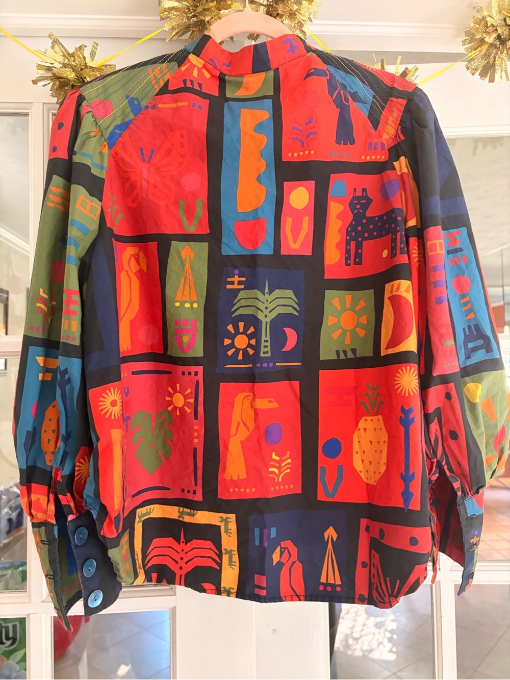 FARM Rio Multicolor Abstract Panel Print Button-Front Blouse - Picture 8 of 11